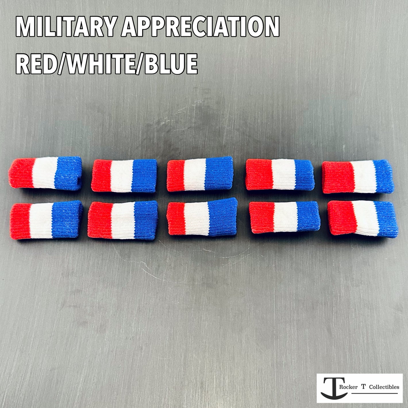 Rocker T Red/White/Blue "Bulk Buy" Mini Helmet Chinstrap Pads