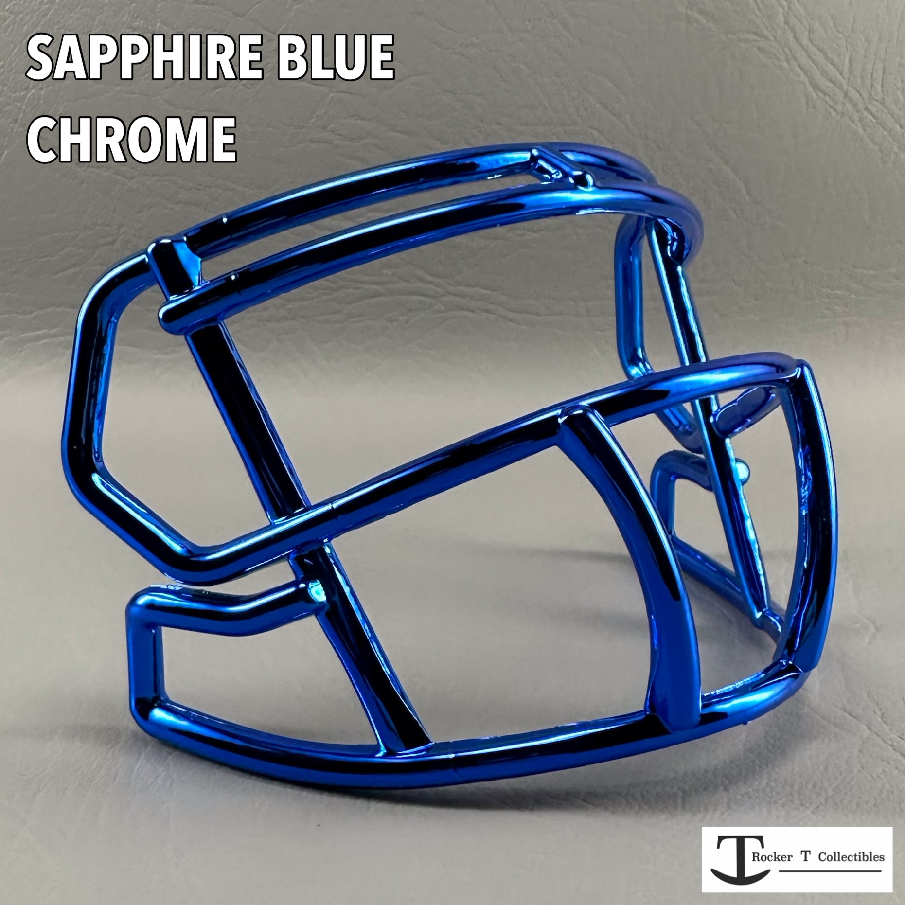 blue football helmet with black and chrome g Riddell Speed Mini Helmet Facemasks - Chrome Finish