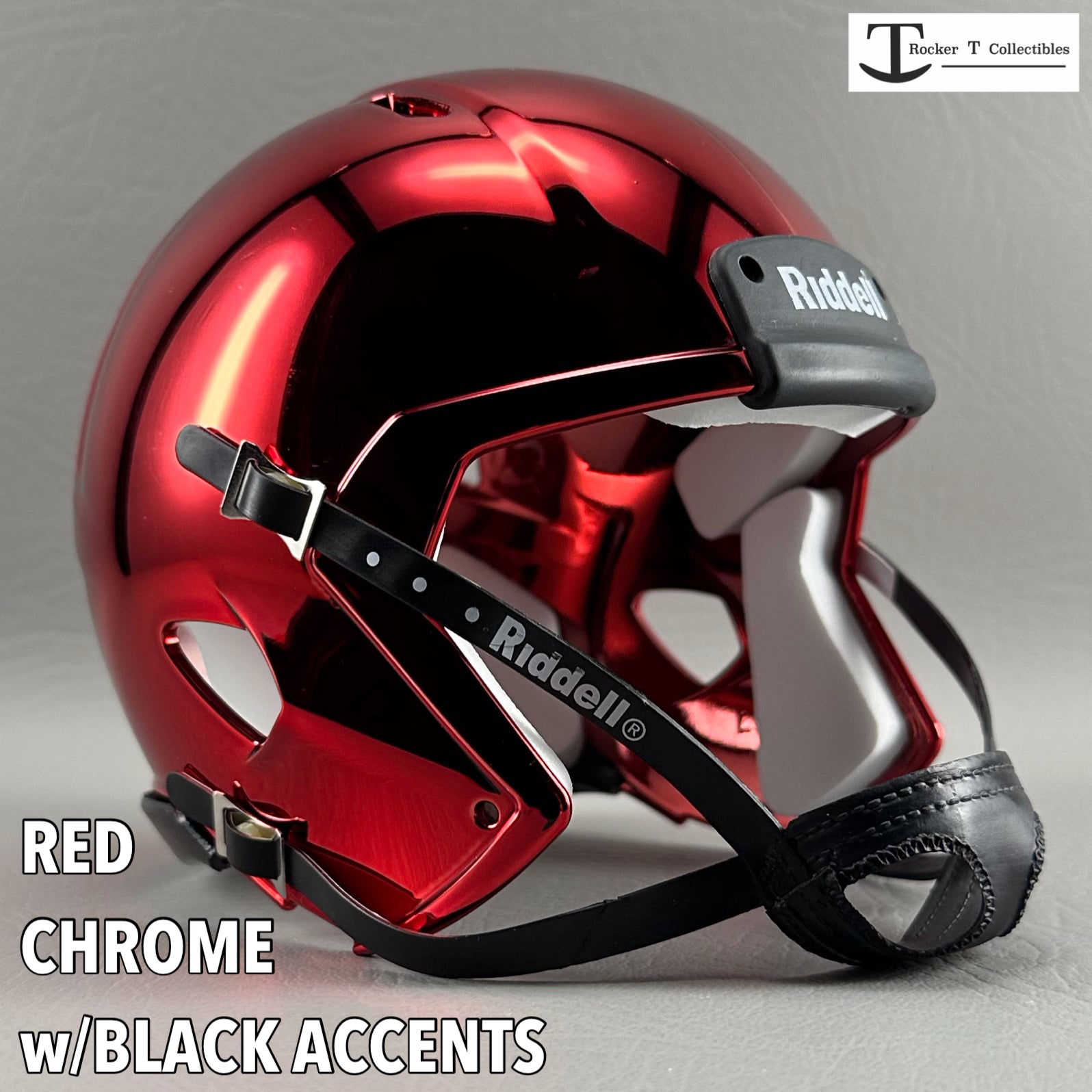 black and red chrome football helmet Mini Football Helmet Shells (Speed Chrome Colors)