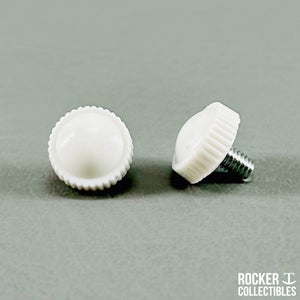 Rocker T Custom White Mid Size Helmet Chinstrap Hardware