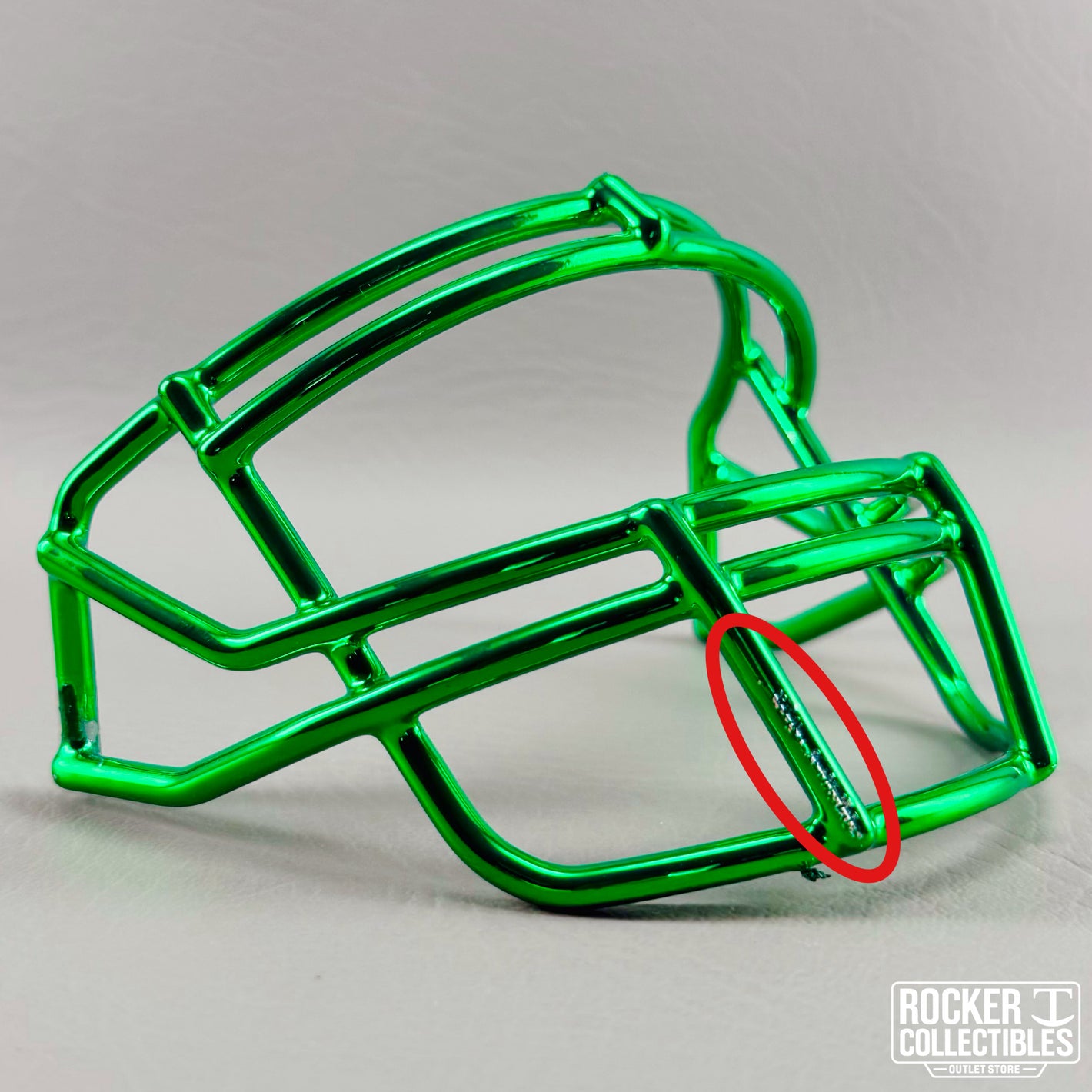 Schutt ROPO Green Chrome Metal Mini Helmet Facemask – Cosmetic Blemish